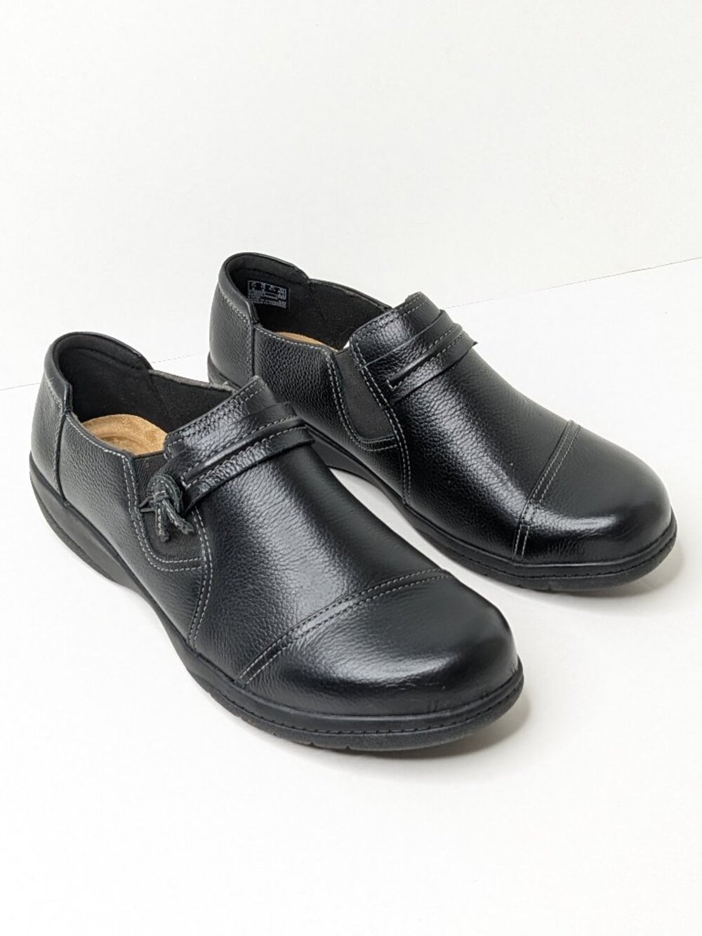 Clarks Cheyn Madi Slip-On Loafers Black Leather Women's 10 Wide